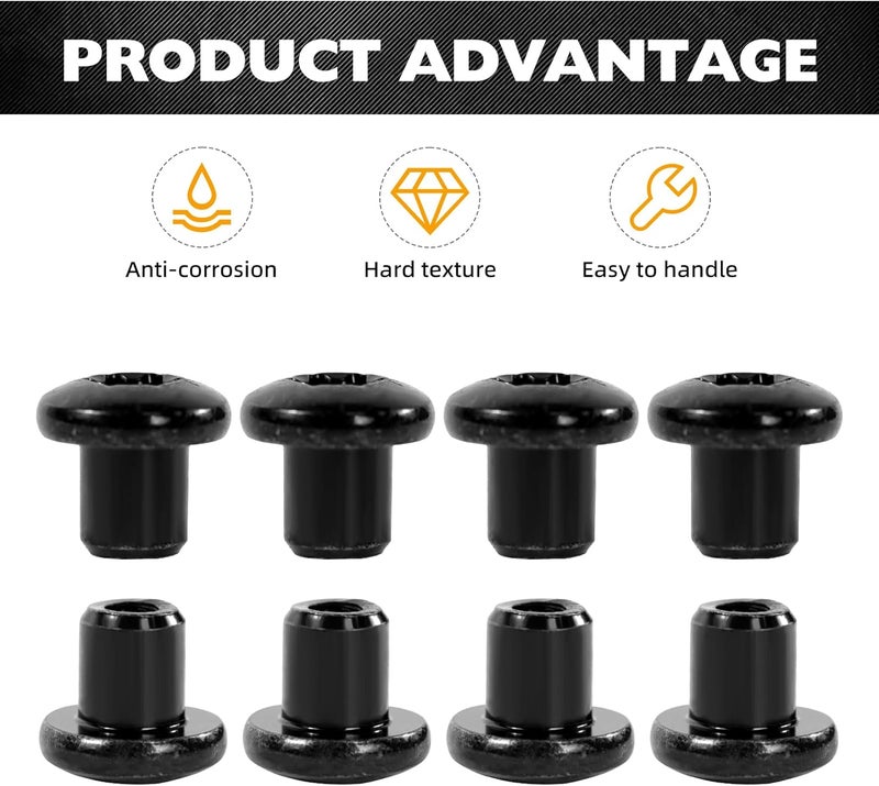 CHENACC Door Hinge Nuts Compatible with Jeep Wrangler JK JKU 2007-2018 Jeep Wrangler 2-Door 4-Door Exterior Accessories Jeep Door Hinge Bolts（8 Pack） (for JK JKU) - Image 3